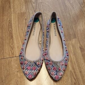 Rampage embroidered ballet flats sz 8